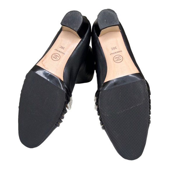 Chanel Cap Toe High Leather Boots with Pearls - Picture 7 of 13